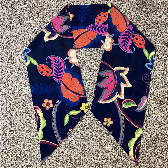 Ted Baker Blue and Pink Folk Foliage Botanical Scarf - Picture 4 of 7